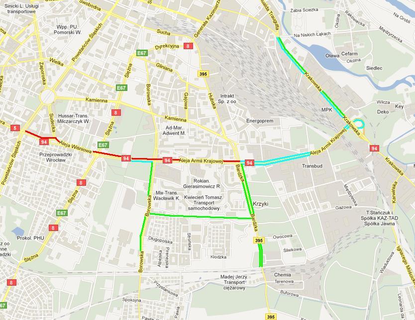 strona 3 / 33 T01 - Wiśniowa, Świeradowska, Krakowska - ul. Aleja Wiśniowa występowanie ścieżki w stosunku do jezdni: od strony północnej nawierzchnia: kostka fazowana - ul.