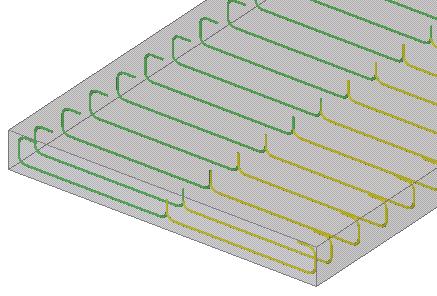 Tekla Structures podzieli grupę prętów zbrojeniowych. UWAGA Nie można rozdzielać grup prętów zbrojeniowych po przekątnej.