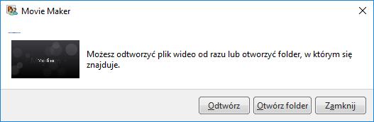 [27/28] Obróbka wideo Rys.52 Ekran podsumowujący generowanie filmu Ćwiczenie nr 9: Zapisz projekt filmu pod nazwą przez siebie wymyśloną.