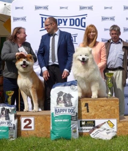 oraz został Zwycięzcą Rasy Samoyed. W konkurencjach finałowych wygrał tytuł II Najpiękniejszy Pies Użytkowy Wystawy (II Best in Show Psów Użytkowych).