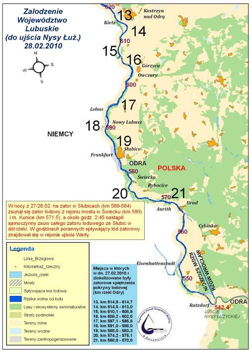 Km 597,0 rejon dojścia lodołamaczy w dn. 27.