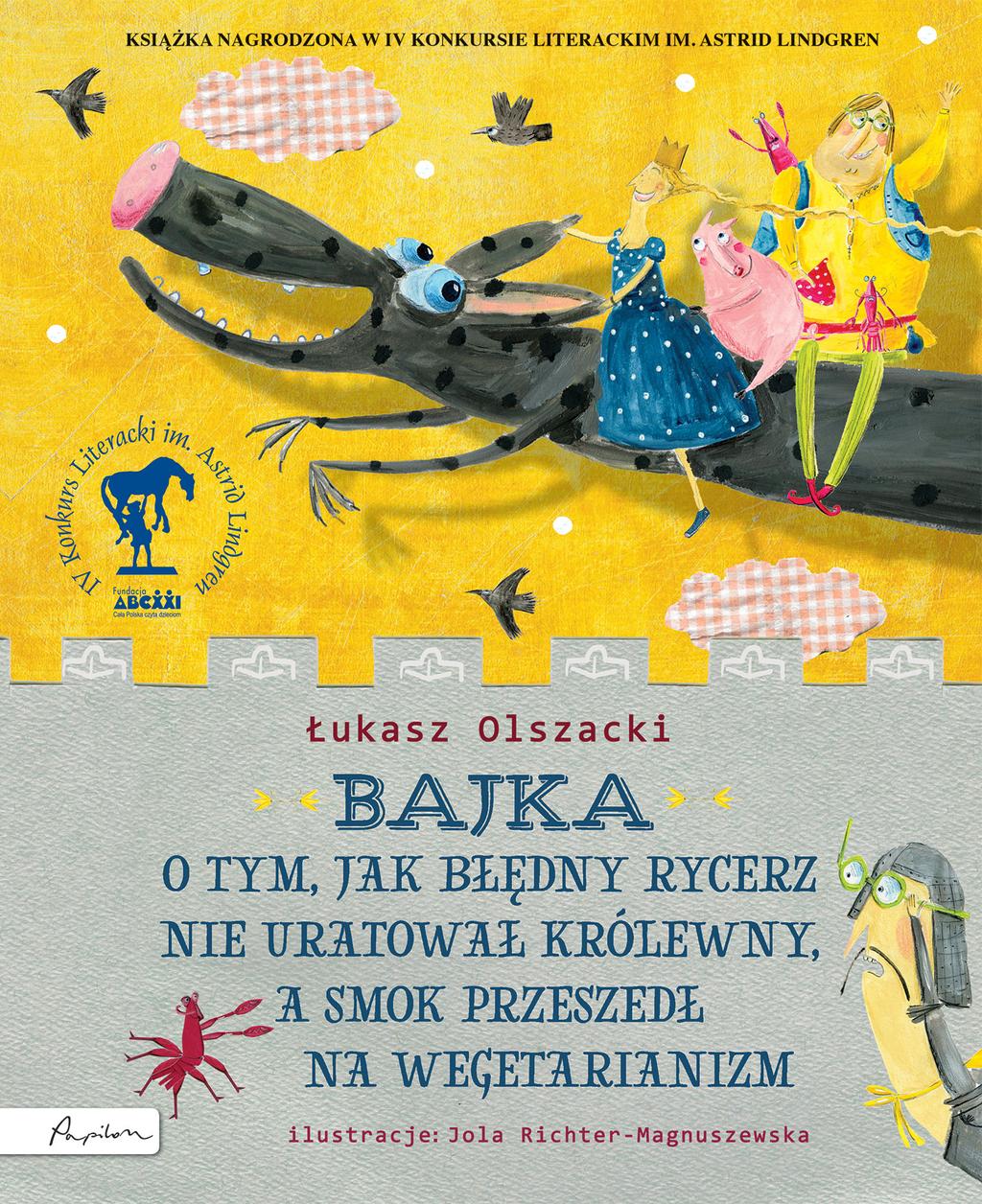 Łamie przy tym stereotyp dzielnego rycerza (który tchórzy), królewny (która jest bardzo samodzielna), smoka (który przechodzi na wegetarianizm) i innych postaci.