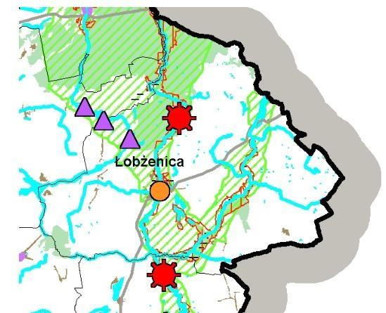 Mapa 3. Uwarunkowania przestrzenne dla rozwoju energetyki wodnej w Wielkopolsce (WBPP, 2010r.