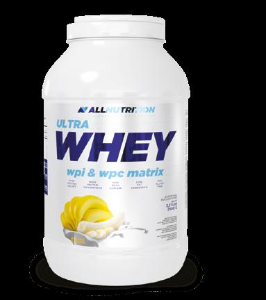 ULTRA WHEY WPI & WPC MATRIX 30 g, 908 g, 2 270 g, 2 500 g 24 g białka w porcji 1 g cukru w porcji ponad 30 smaków Zawartość jednej porcji (30 g) Wartość energetyczna 116 kcal Tłuszcz: 1,5 g w tym