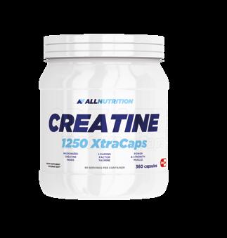 CREATINE 1250 XTRACAPS 180 kaps., 360 kaps. 4 500 mg monohydratu kreatyny w porcji 143% B6 4 kapsułki dziennie dziennego zapotrzebowania na witaminę B6 Zawartość jednej porcji (4 kaps.