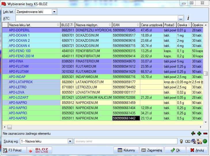 Należy również wspomnieć iż istnieje możliwość wyszukiwania leków po tym identyfikatorze.