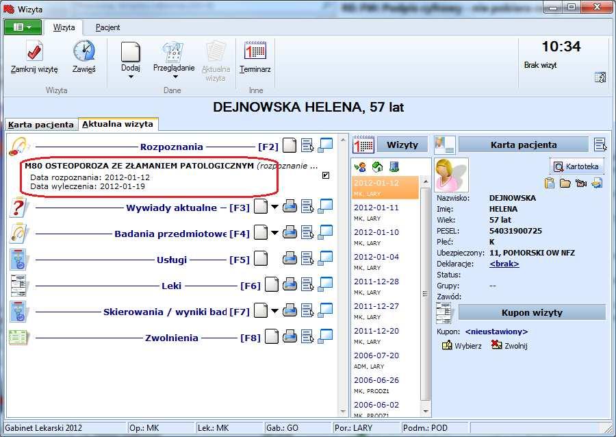 przenosimy je w ten sposób do aktualnie wystawianej recepty.