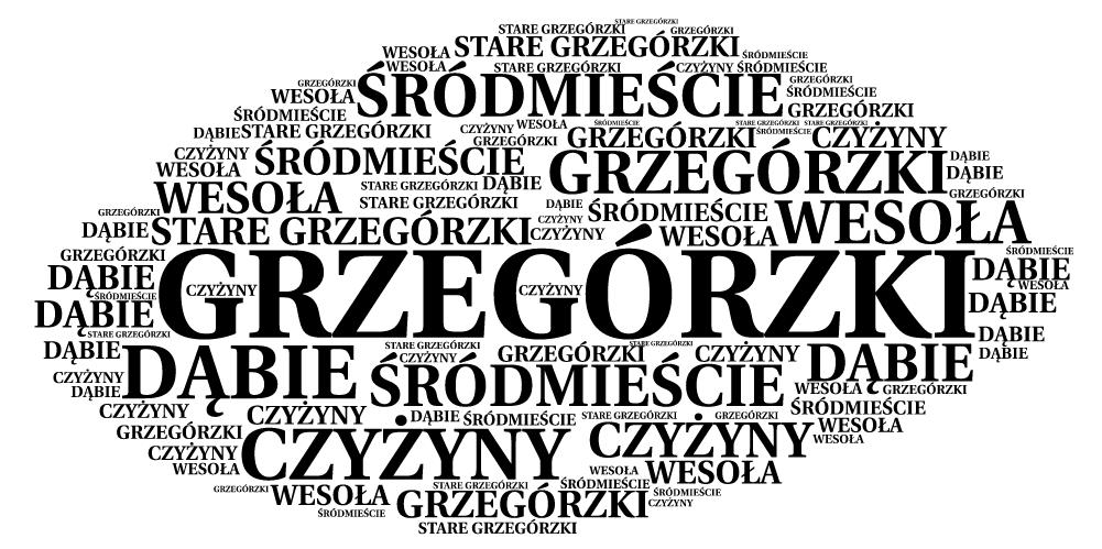 ŚWIADOMOŚĆ NAZWY Poniższa grafika prezentuje najczęściej wymieniane odpowiedzi respondentów na pytanie o nazwę dzielnicy.