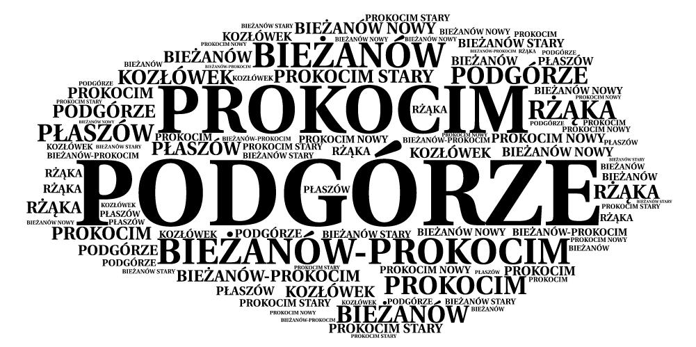 ŚWIADOMOŚĆ NAZWY Poniższa grafika prezentuje najczęściej wymieniane odpowiedzi respondentów na pytanie o nazwę dzielnicy.