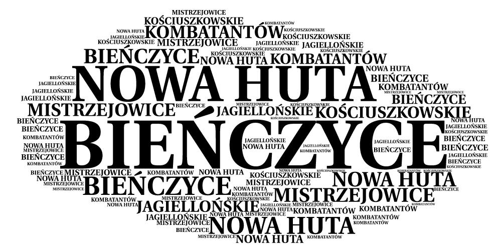 ŚWIADOMOŚĆ NAZWY Poniższa grafika prezentuje najczęściej wymieniane odpowiedzi respondentów na pytanie o nazwę dzielnicy.