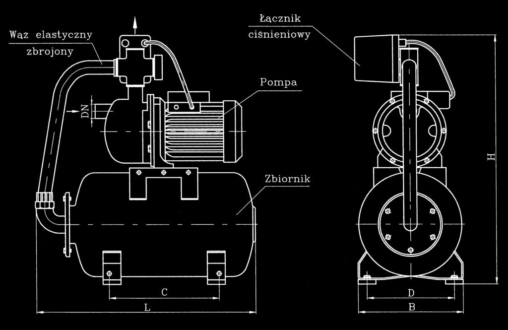 DANE TECHNICZNE AUTOMAT WODOCIĄGOWY ZWARTY TYPU ASF.2, ASF.3 Budowa i wymiary montażowe L.p.