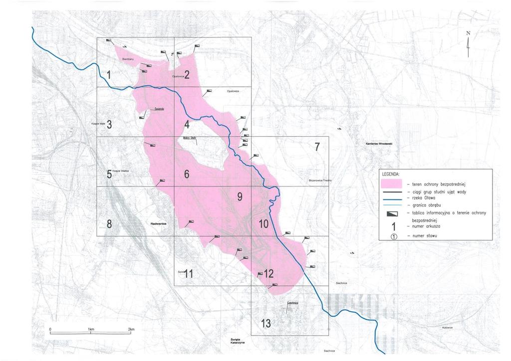 Mapa terenu ochrony bezpośredniej ujęcia wody powierzchniowej dla miasta