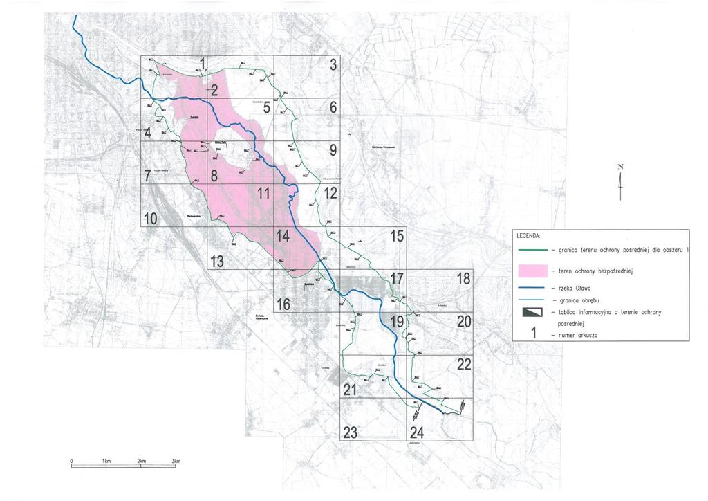 Mapa terenu ochrony pośredniej ujęcia wody powierzchniowej dla miasta