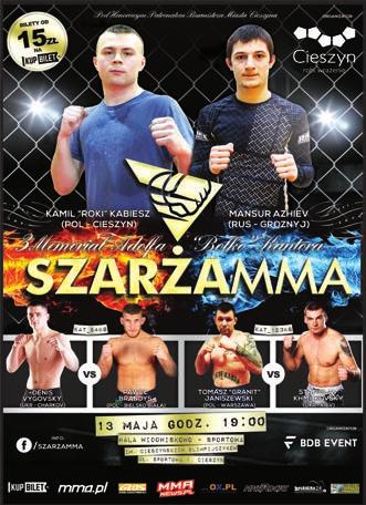 5 maja 2017 SPORT 15 Zawodnicy znów powalczą KU PAMIĘCI BOHATERA W Cieszynie już po raz trzeci odbędzie się Memoriał Adolfa Bolko Kantora Szarża MMA.