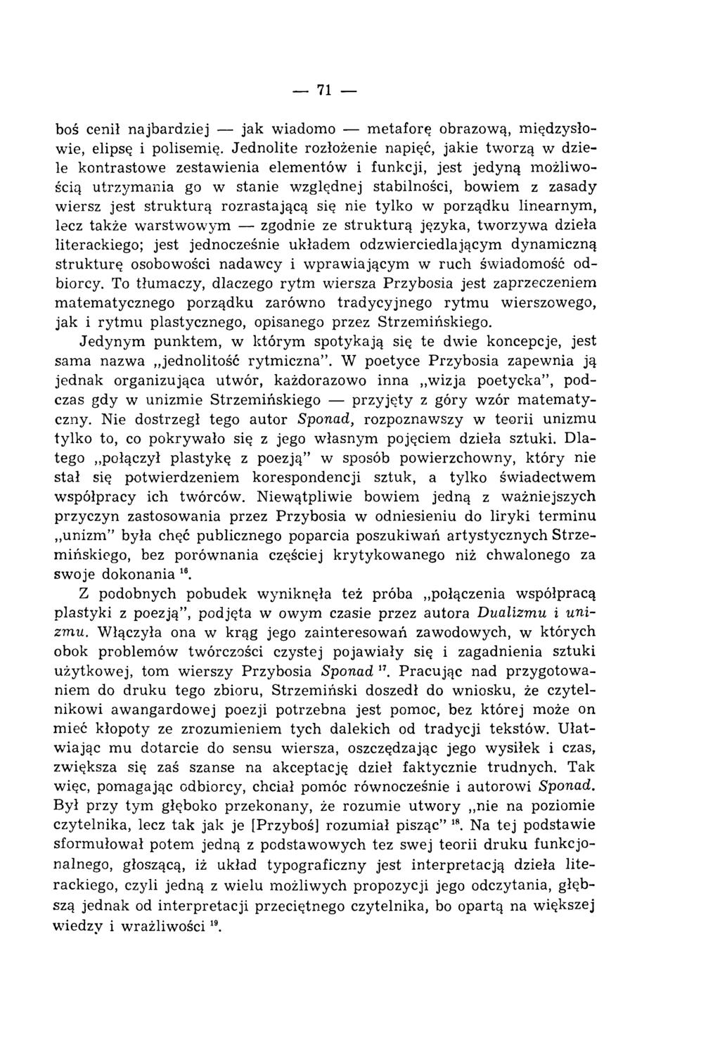 71 boś cenił najbardziej jak wiadomo metaforę obrazową, międzysłowie, elipsę i polisemię.