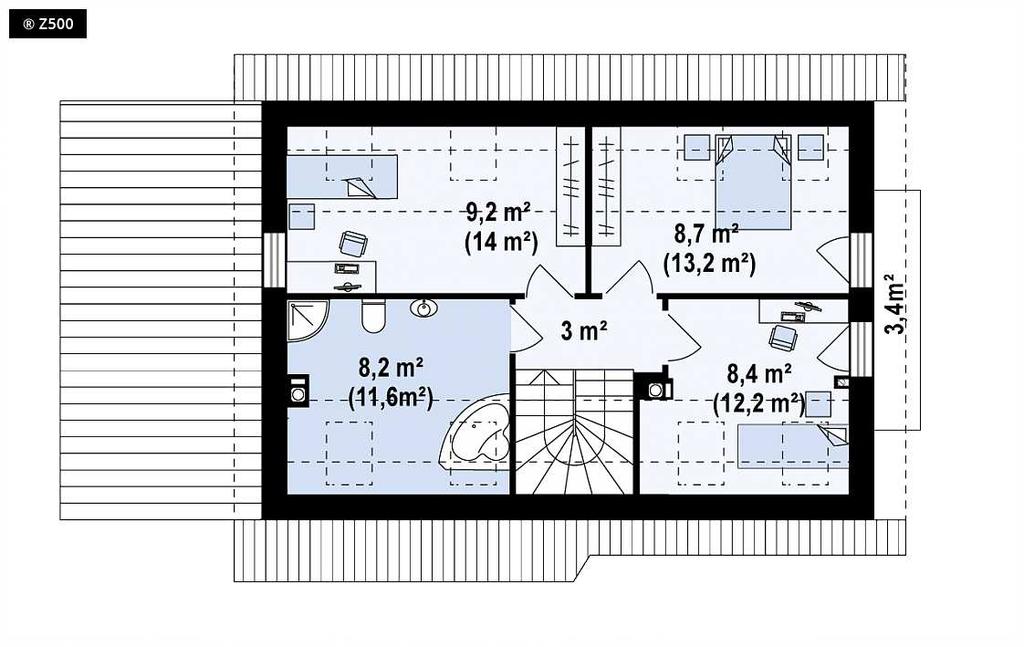 PARTER: 57,3/57,5 m 2 Sień Hol Łazienka Gabinet Salon+kuchnia Pom. gosp.