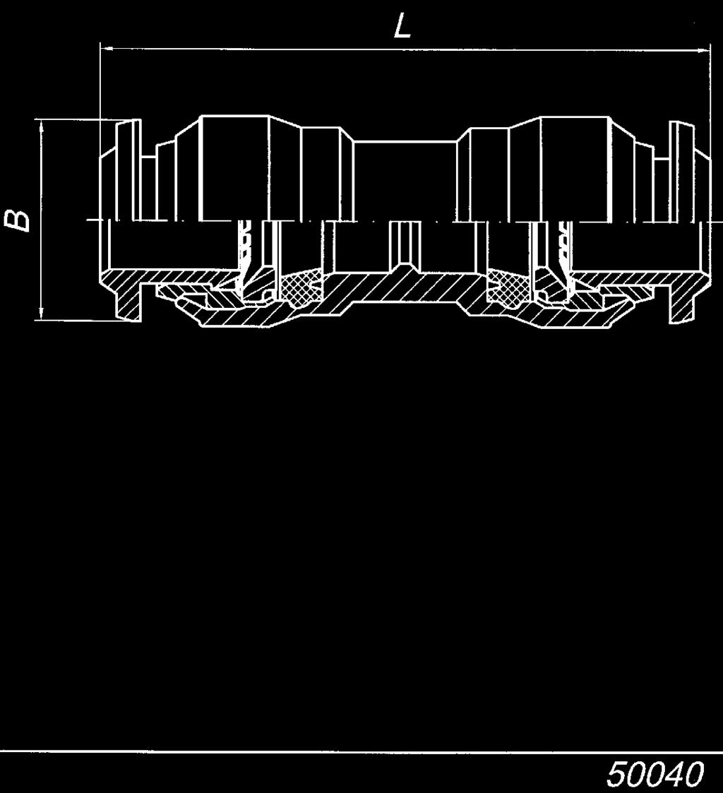 0050.07 ŁĄCZNIK WTYKOWY DO PRZEWODÓW Z TWORZYW SZTUCZNYCH STRAIGHT CONNECTOR L B TUBE Code number 4 30,5 11,5 80.0050.07.04 5 33 10,5 80.0050.07.05 6-4 32 12,5 80.