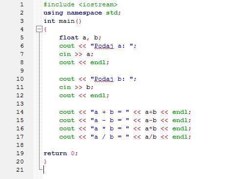 Kod źródłowy w C++ przykład Przykład kodu źródłowego w języku programowania C++ -