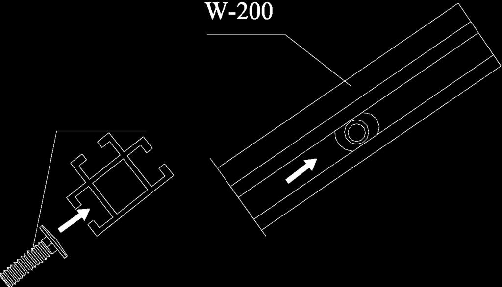 g). Kątowniki wsporników K-133 nasunąć kolejno na cztery pozostałe krótkie śruby zamkowe M8x25z łącznika tylnego W-200, nałoŝyć podkładki i lekko skręcić