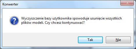 7. Usuwanie obiektów z bazy użytkownika w module Konwerter 3D Aby usunąć pojedynczy obiekt z bazy użytkownika z poziomu konwertera, należy kliknąć na wybraną pozycję na liście najpierw lewym, a potem