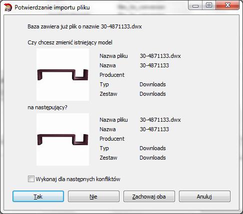 istniejący (opcja Tak ) czy ma zostawić oryginał bez zmian (opcja Nie ), czy może ma zapisać oba pliki (opcja Zachowaj oba ) (Rys.