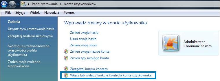 1 - Wybór ikony Konta użytkowników w systemie Windows Vista, 7 lub 8 - wygląd klasyczny,