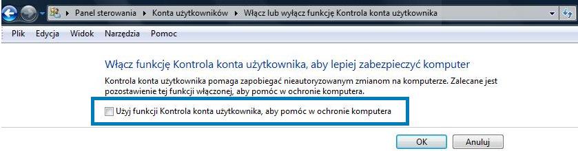 Rys. 4 - Wyłączona funkcja Użyj funkcji Kontrola.