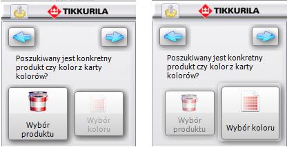 koloru i nacisnąć strzałkę w prawo. W przypadku wybrania strzałki skierowanej w lewo, użytkownik zostanie przeniesiony z powrotem do miejsca wyboru produktów zewnętrznych lub wewnętrznych. 3.