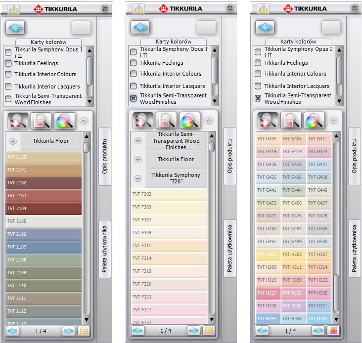 4.1. Wyszukiwanie poprzez kolory dostępne dla karty kolorów Po wybraniu przycisku Dostępne dla karty kolorów wyświetlą się wszystkie barwy dostępne w wybranych kartach.