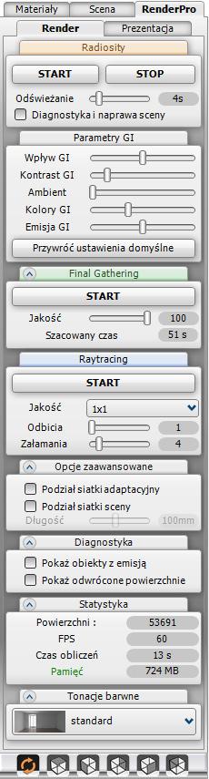 5. Grupa Radiosity Jest to najważniejszy panel, odpowiedzialny za główne obliczenia światła pośredniego.