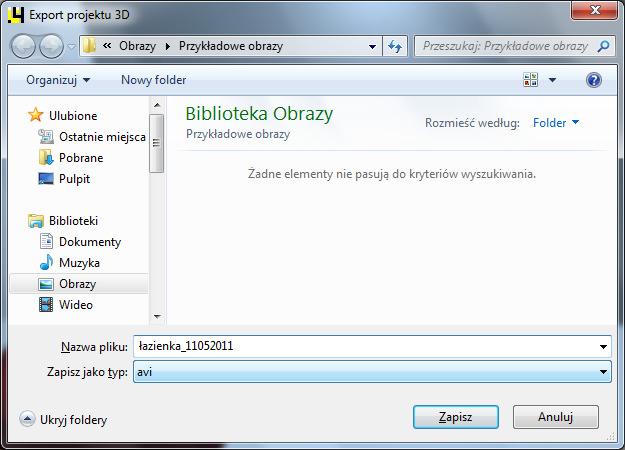 użytkownik zostanie poproszony o podanie nazwy i lokalizacji zapisu filmu (Rys.