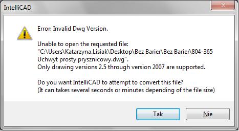 programy firmy CAD Projekt (ostatnia obsługiwana wersja to DWG 2007). W instalatorze środowiska CAD pojawił się nowy plik IntelliConvert.