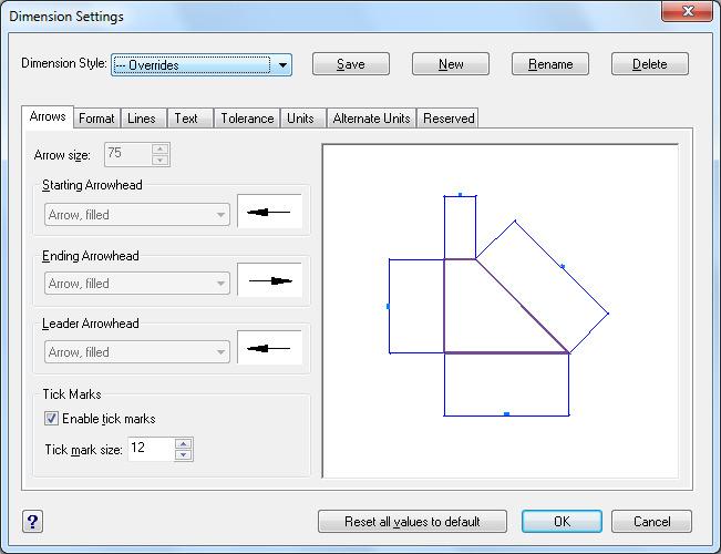 settings, dostępnym pod pozycją Settings w menu kontekstowym pod prawym przyciskiem myszy) - działa analogicznie do funkcji ORTHO, która umożliwia rysowanie pod kątem 90 stopni; funkcje te nie mogą