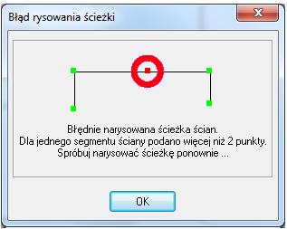 legenda: 1 - punkt początkowy ścieżki, 2, 3, 4, 5 - wierzchołki pomieszczenia, 6 - ostatni punkt obrysu ścian; w przypadku błędnego wyrysowania ścieżki pojawi się komunikat informujący o rodzaju