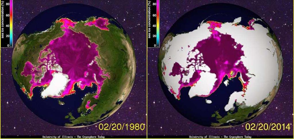 Porównanie wielkości pokrywy lodowej na przestrzeni