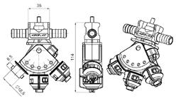 działanie środków ochrony oraz nawozów płynnych Dostępna z mocowaniem na rurę ( Eyelet connector ) oraz z przyłączem na rurkę ( Hose connector ) Mocowanie na rurę dostępne w 4 rozmiarach: Ø20, Ø22,