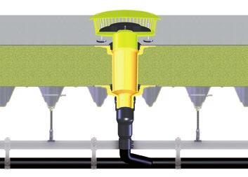 SitaMore element spiętrzający Odwodnienie awaryjne Zabudowa E: Wpust do odwodnienia podciśnieniowego SitaDSS Profi z elementem nadbudowy i elementem spiętrzającym do odwodnienia awaryjnego w dachu