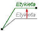 Audytor C.O. 3.5 Górny punkt służy do obracania tekstu etykiety. Dolny punkt etykiety służy do przesuwania miejsca, w którym podłączona jest etykieta.