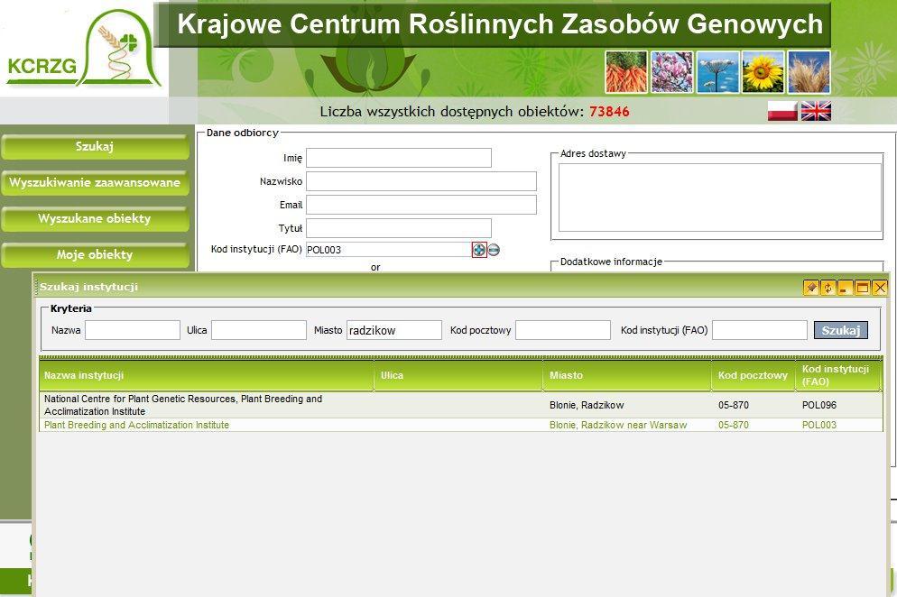 16. Jeśli instytucja zamawiająca znajduje się na liście FAO (http://apps3.fao.org/wiews/institute_query.htm?