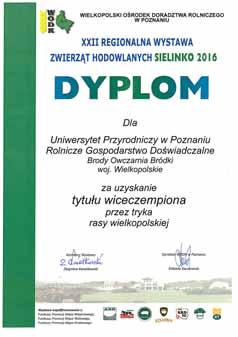 Wieści z zakładów doświadczalnych Rolnicze Gospodarstwa Doświadczalne Brody i Swadzim nagrodzone na XXII Regionalnej Wystawie Zwierząt Hodowlanych Sielinko 2016 Śladem lat ubiegłych Rolnicze