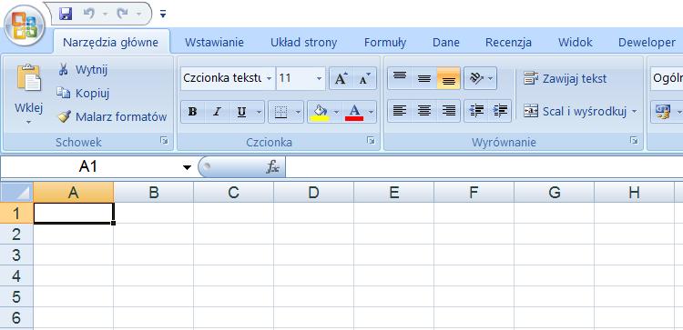 8. Podstawy korzystania z arkusza kalkulacyjnego EXCEL Jak włączyć EXCELA?