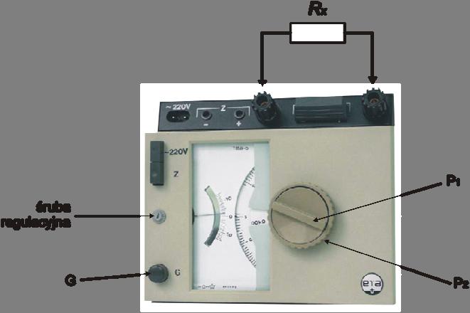2. Pomiar rezystancji technicznym mostkiem Wheatsone'a W ćwiczeniu wykorzystywany jest techniczny mostek Wheatsone'a o firmowym oznaczeniu TMW 5, którego dane techniczne oraz schemat połączeń