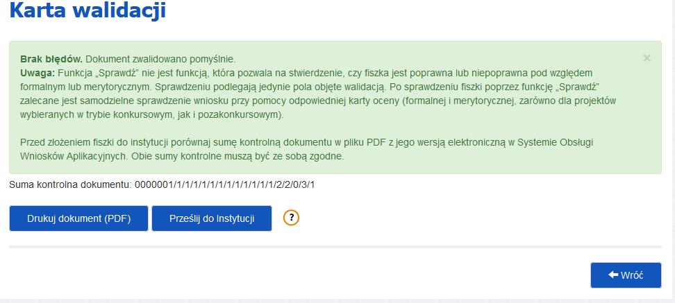 W tym celu należy z bocznego menu formularza kliknąć przycisk Sprawdź.