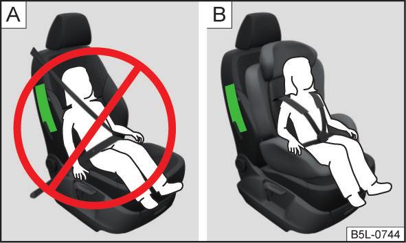 Jeżeli fotelik dziecięcy, w którym dziecko jest przewożone tyłem do kierunku jazdy, nie jest już używany na siedzeniu pasażera, należy ponownie włączyć czołową poduszkę powietrzną pasażera.