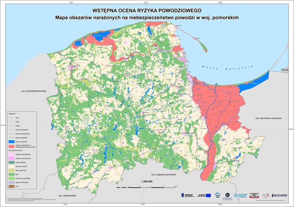 MAPA OBSZARÓW NARAŻONYCH NA NIEBEZPIECZEŃSTWO POWODZI W WOJ.