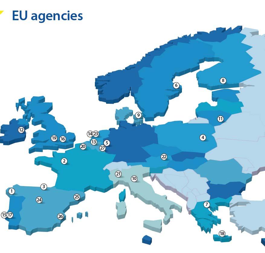 Siedziby agencji Unii Europejskiej Źródło: EU agencies: the way ahead, Luxembourg 2010, s.6-7.