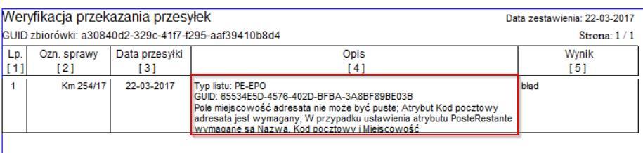 Przycisk XML ODP zawiera podgląd pliku XML z potwierdzeniem przyjęcia EKN przez usługę e-nadawca.