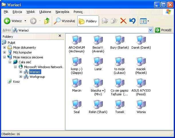 Przeglądanie otoczenia sieciowego - Windows 2000/XP/2003 Systemy Windows 2000/XP/2003 mają wbudowana obsługę przeglądania otoczenia sieciowego, wiec nie powinieneś napotkać problemów z zaglądaniem do