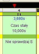 W trakcie podglądu działania pracy przekaźnika, przy pomocy czerwonej strzałki, aplikacja wskazuje bieżący etap, w którym znajduje się program.