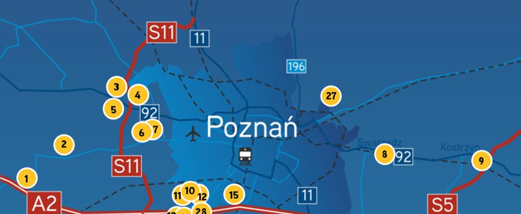 Poznań Parki Magazynowe 1. Goodman Poznań Logistics Centre 15. POZLOGIS 2. MLP Poznań Zachód 16. Park Przemysłowy Luboń 3. Prologis Park Poznań I 17. Logicor Poznań I 4.